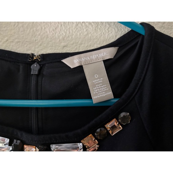 Banana Republic Black Dress Jewel Neckline Career Cocktail (A617) - Picture 3 of 3